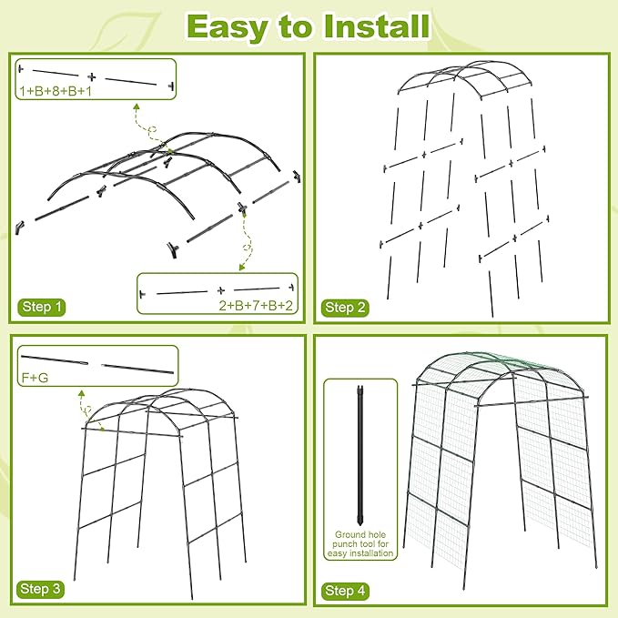 Miory Garden Arch Trellis for Climbing Plants Outdoor, Metal Plants Support - Image 4
