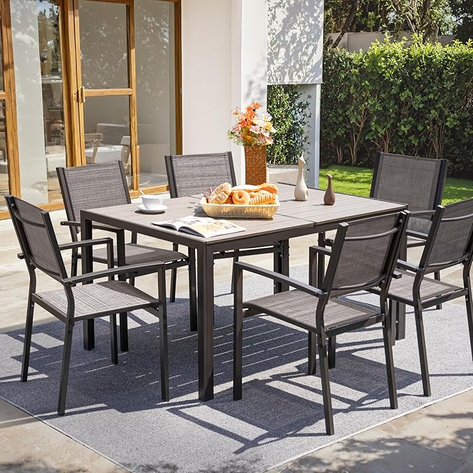 Flamaker Patio Chairs Textilene Outdoor Chairs Set of 6 Stackable Dining Chair - Image 7