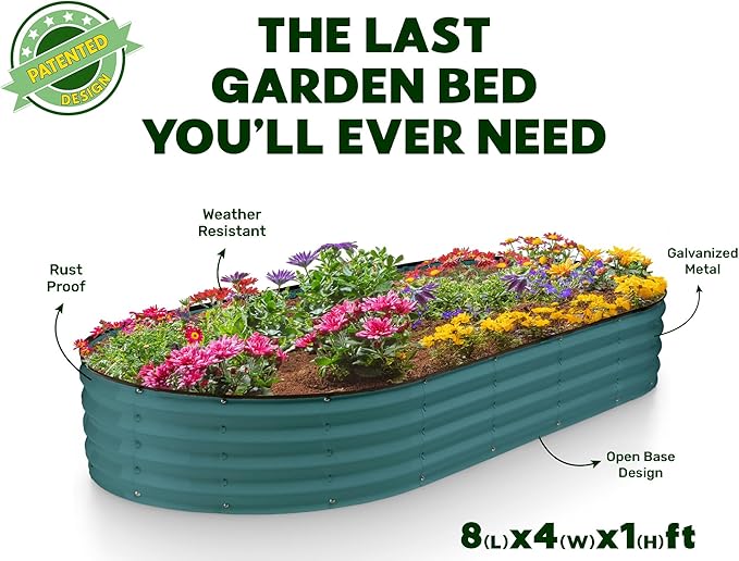 Plant & Plot Galvanized Raised Garden Beds Outdoor // 8×4×1 ft Planter Raised - Image 5