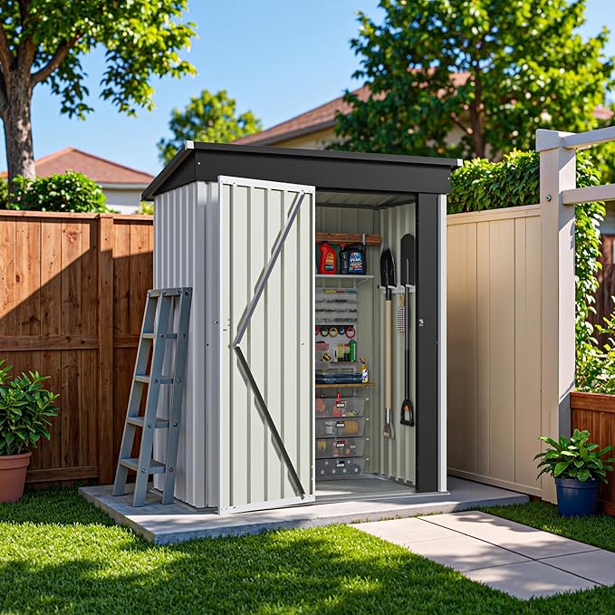 Greesum 5×3 FT Outdoor Storage Shed, Metal Storaged Sheds Without Floor - Image 7