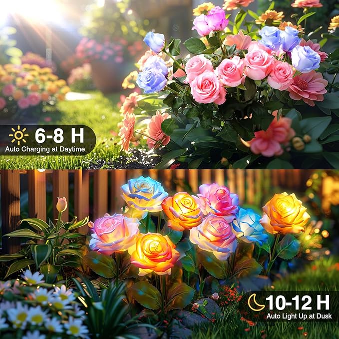 6-Pack Solar Flowers Outdoor Waterproof - Image 3
