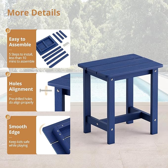 LUE BONA Outdoor Side Table Set of 2, HDPS Small Outdoor Table, Adirondack Side - Image 6