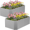 2 Pack 4x2x1.4 ft, Galvanized Steel Raised Garden Bed, Large Metal Planter by Annzoe