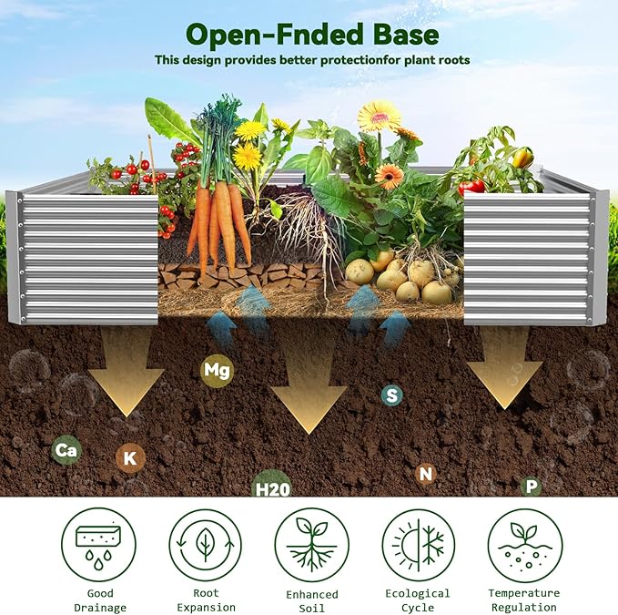 2 Pack Tall 8x4FT Raised Beds for Gardening, Corrugated Galvanized Steel Raised - Image 5