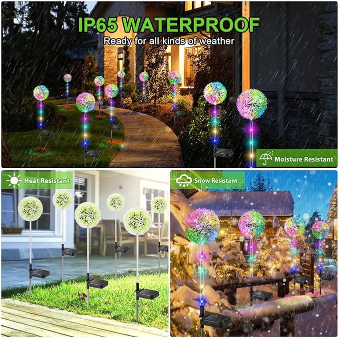 Solar Dandelion Lights Outdoor Decorative: 6 Pack Garden Lights Solar Powered - Image 2