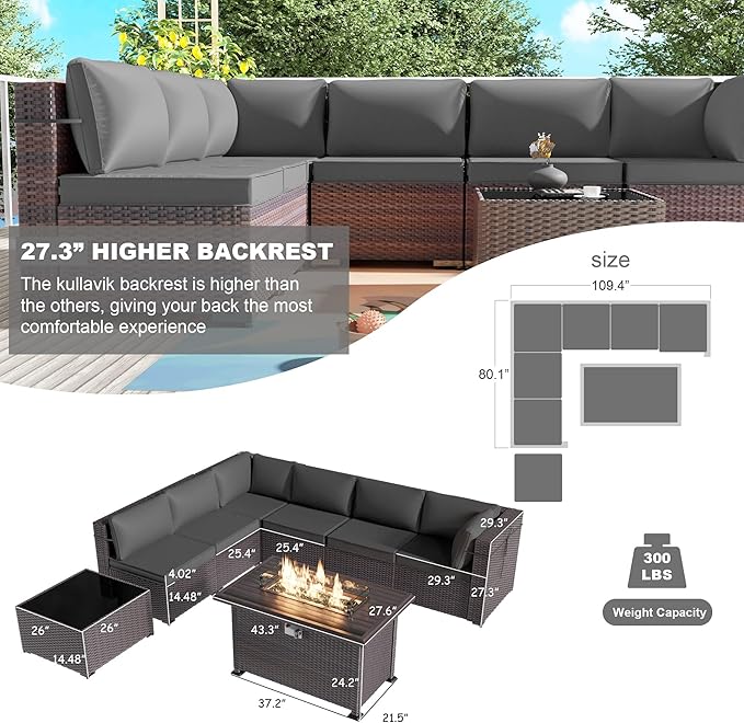 Kullavik 8 Pieces Outdoor Patio Furniture Set - Image 4
