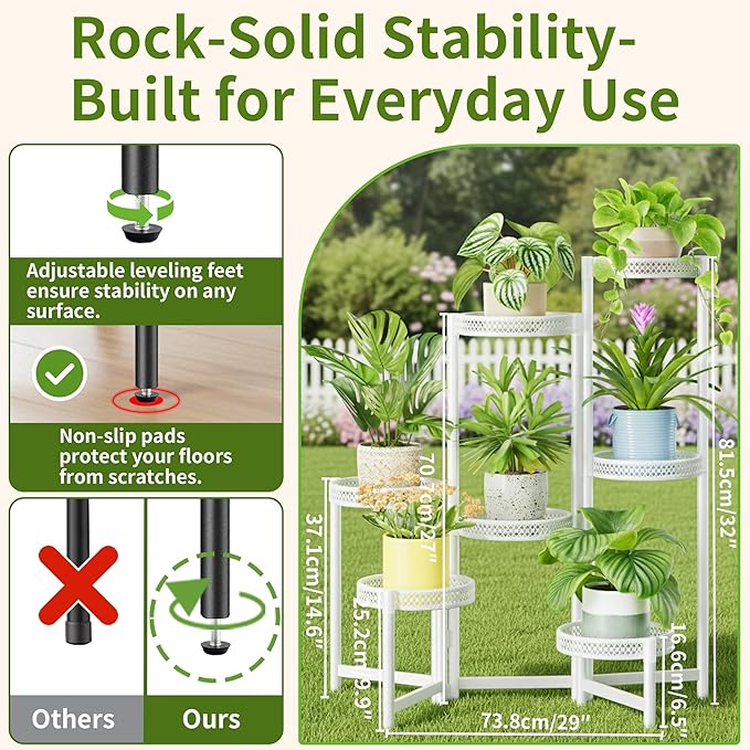 7 Tier Plant Stand Indoor Outdoor, Corner Tiered Plant Stands, Planter Display - Image 3
