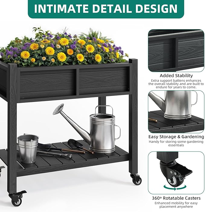 YITAHOME Raised Garden Bed, HIPS Poly Wood Elevated Planter Box - Image 2