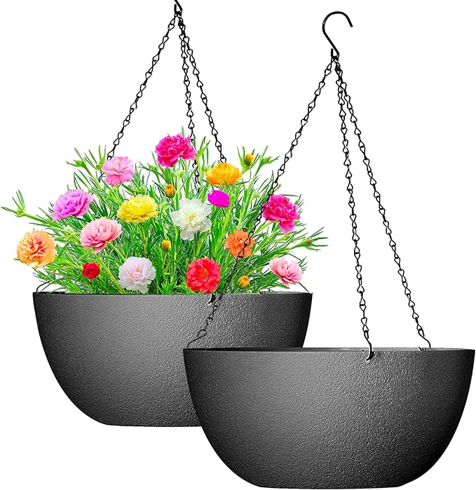 WOUSIWER 13 inch 2Pack Large Hanging Planters by WOUSIWER