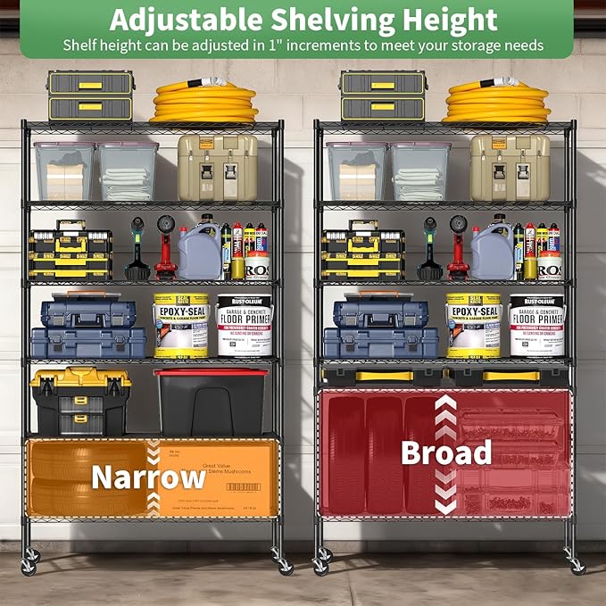 BestOffice Storage Shelves 6 Tier Metal Shelves Adjustable Garage Shelving Wire - Image 4