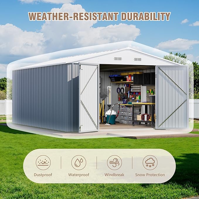 Greesum 10×14 FT Outdoor Storage Shed, Metal Storaged Sheds Without Floor - Image 5