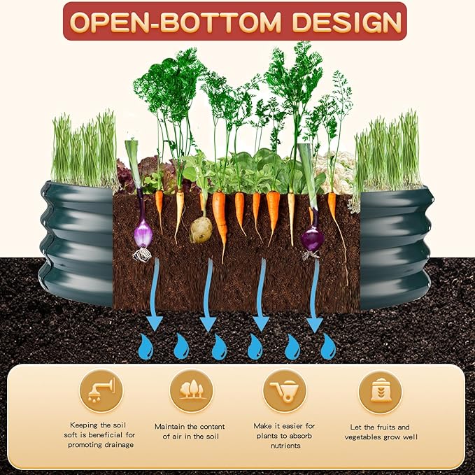 Durable Round Steel Raised Garden Bed Painted - Image 2
