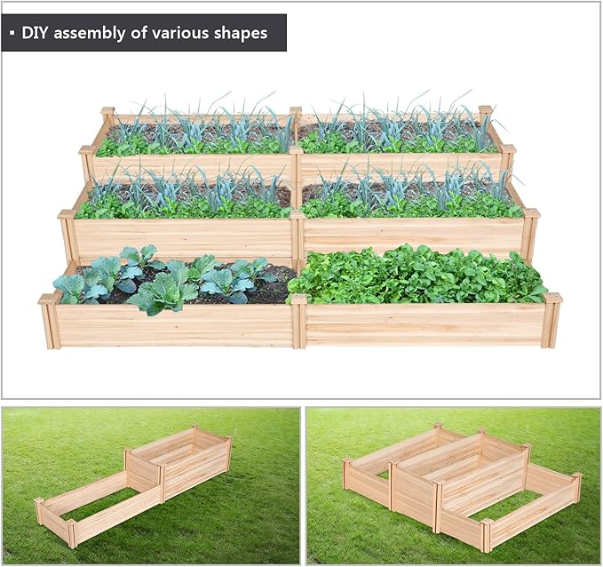 Yaheetech 8×2ft Wooden Horticulture Raised Garden Bed Divisible Elevated - Image 4