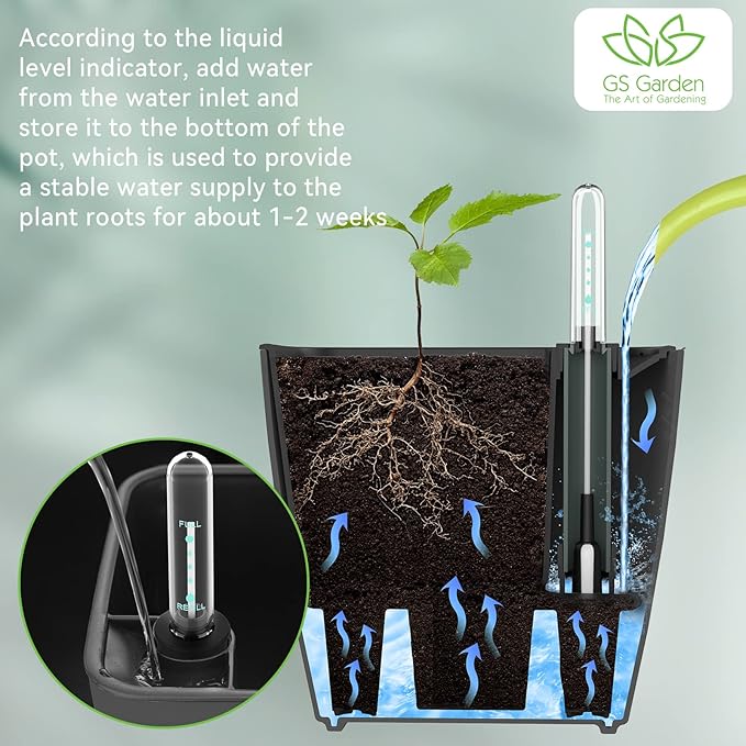 Self Watering Planters for Indoor Plants 5 inch 3 Pack Grey Planter - Image 6
