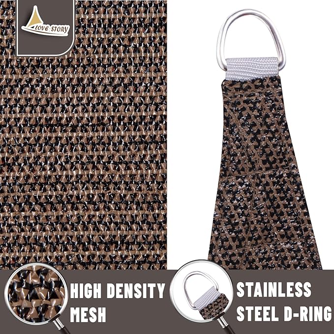 LOVE STORY Custom Size 9'x12' Brown Sun Shade Sail Rectangle UV Block Canopy - Image 5