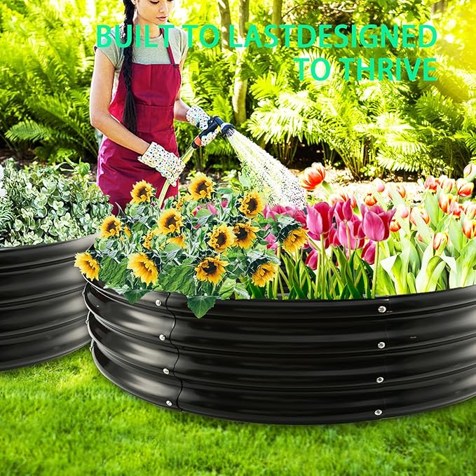 Durable Round Galvanized Steel Raised Garden Bed - Image 6