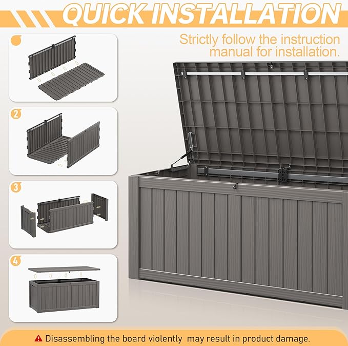 Outdoor Storage Box, Resin Deck Boxes Indoor and outdoor, Waterproof Storage - Image 6