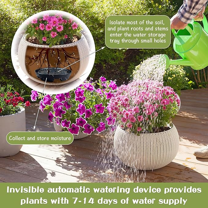 7.16” Self Watering Planter Insert, 10 Pack Invisible Hanging Basket Drip Pan - Image 5
