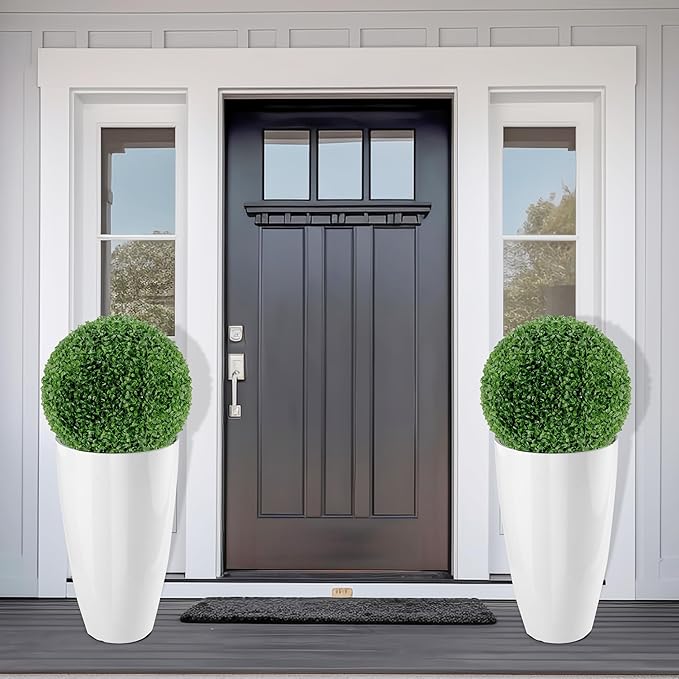 2 Packs 21 inch Tall Planter, Indoor Outdoor Round Planter - Image 2