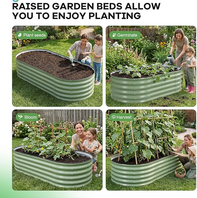 Galvanized Raised Garden Bed Outdoor, Rust-Resistant Garden Planter Box - Image 5