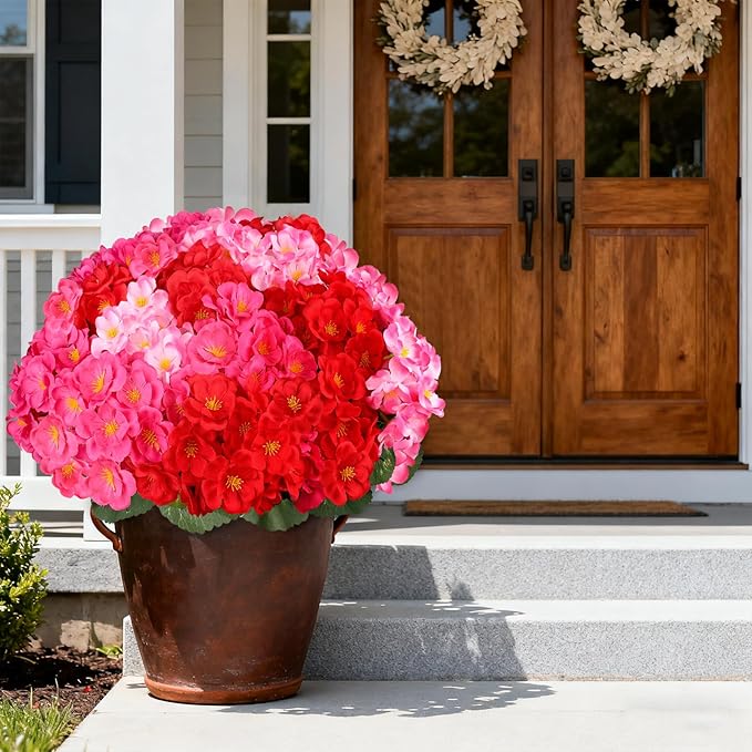 Artificial Geraniums Flowers for Outdoors, 6 Bundles Realistic Silk Fake - Image 3