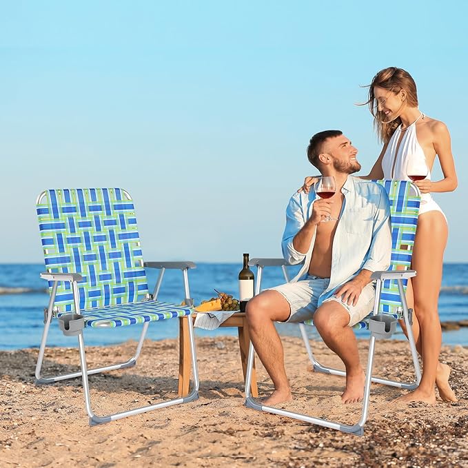 VINGLI Folding Aluminum Webbed Oversized Lawn Chairs - Image 9