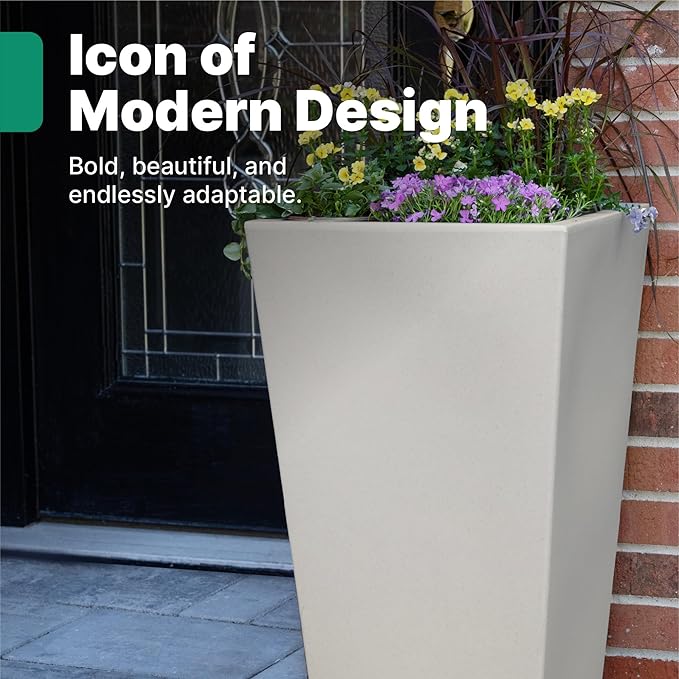 Step2 Tremont Tall Square Tapered Planter, Indoor/Outdoor Plants, Efficient - Image 2