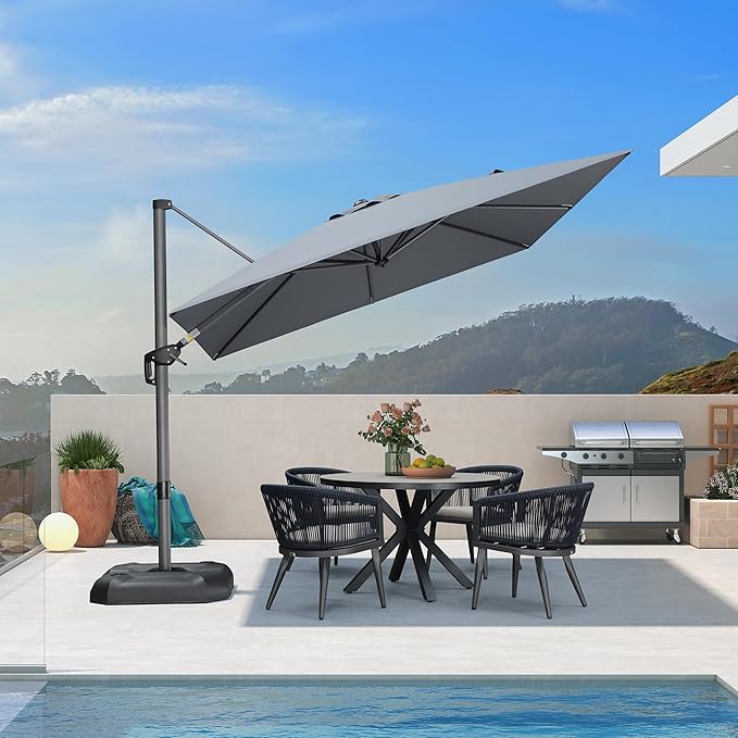 PURPLE LEAF 9 Feet Patio Umbrella Outdoor Cantilever Square Umbrella Aluminum - Image 2