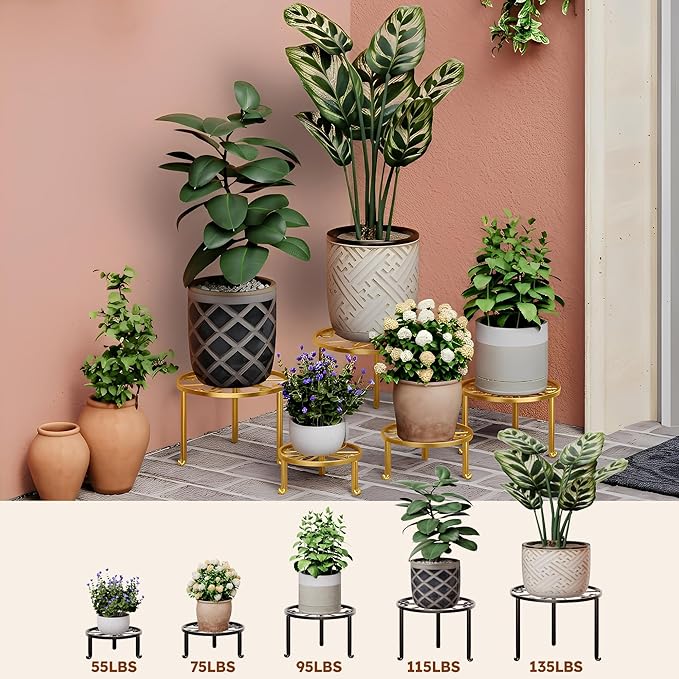5 Pack Metal Plant Stand Home Flower Stand Shelf - Image 3