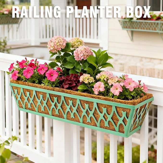 4 Pack 24 Inch Window Boxes Planters Railing Planter Box - Image 4