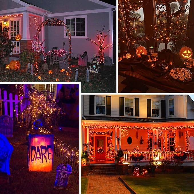 66Ft 200 LED Halloween Fairy Lights Plug in, 8 Modes String Lights - Image 2
