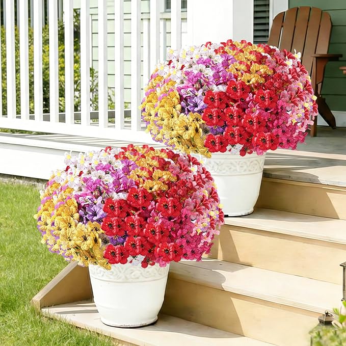 22 Pack Artificial Flowers for Outdoor Indoor Fake Plants, Faux Silk Flowers - Image 2