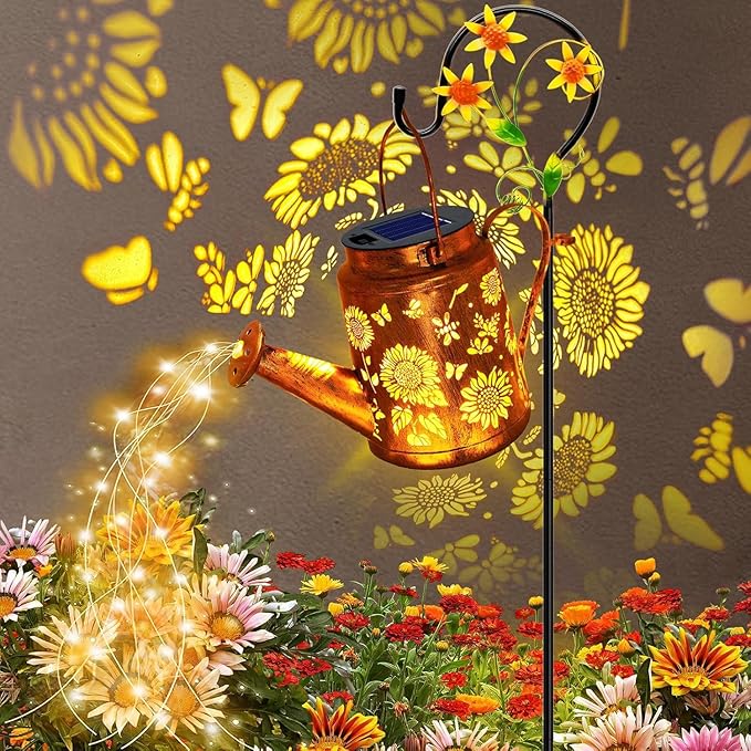 Solar Lanterns Outdoor, Sunflower Watering Can lights, Waterproof Hanging - Image 3