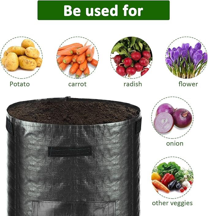 JJGoo Potato Grow Bags, 4 Pack 10 Gallon - Image 3