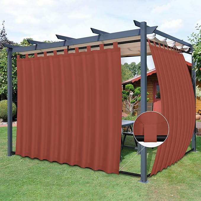 Easy-Going Outdoor Patio Curtains Detachable Tab Top Windproof Weatherproof by Easy-Going