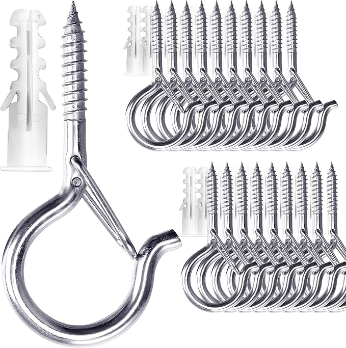 PlusRoc 20 Pack Ceiling Hooks for Hanging Plants Outdoor String Lights Heavy by PlusRoc