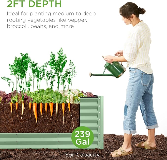 Best Choice Products 8x2x2ft Raised Outdoor Metal Garden Bed, Deep Root Box - Image 4