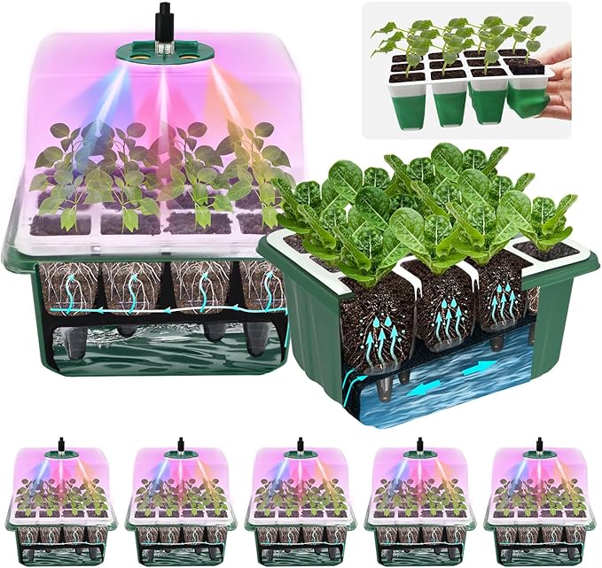 5PCS 60 Cell Self Watering Seed Starter Tray by GrowYourGreenParadise