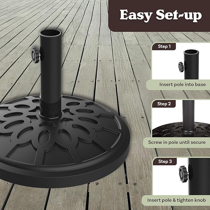 Umbrella Base - Heavy-Duty 19lbs Weighted Outdoor Stand - Image 4