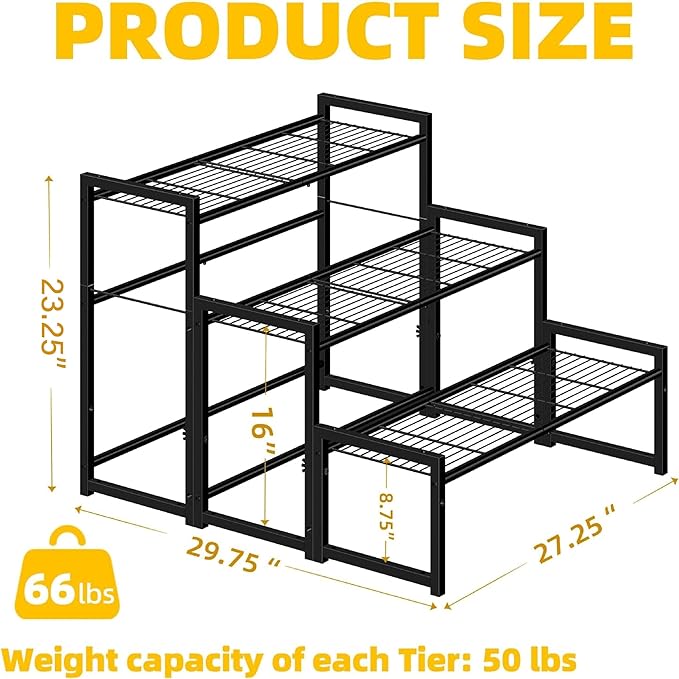 Simple Trending 3 Tier Metal Plant Stand Outdoor Indoor Waterproof, Stackable - Image 6