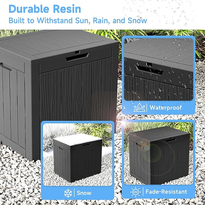 EasyUp 36 Gallon Outdoor Storage Box Waterproof, Resin Outdoor Deck Box - Image 6