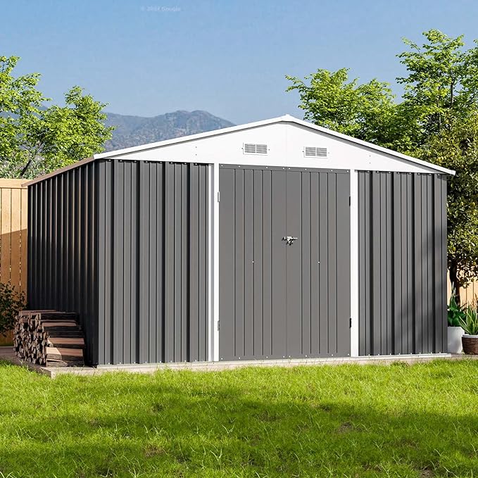 Patiowell 10 x 8 FT Outdoor Storage Shed, Large Garden Tool Metal Shed by Patiowell