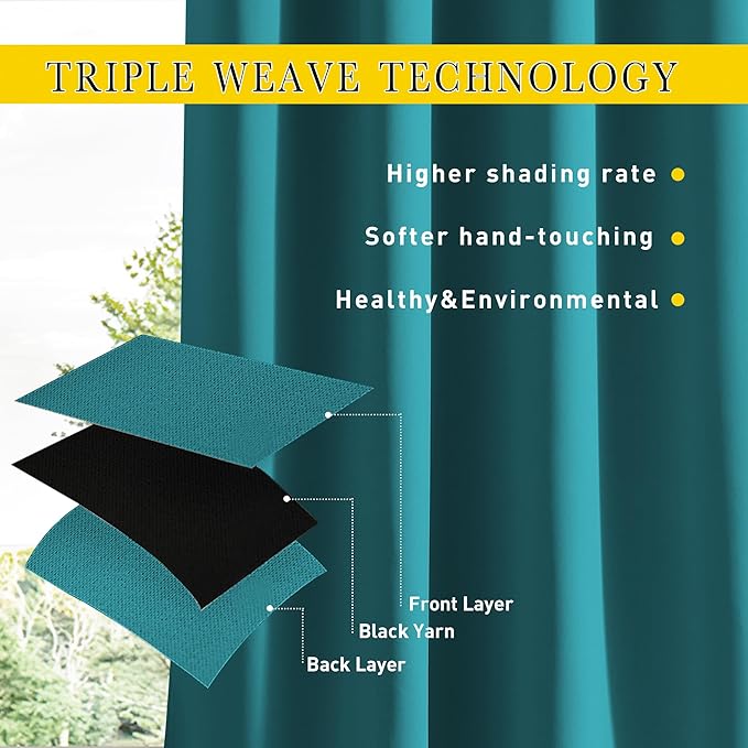NICETOWN 2 Panels Outdoor Curtains Waterproof Pocket & Back Tab on Top & Bottom - Image 5