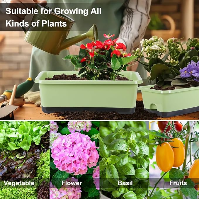 Window Box Planter 6 Pcs, 17 Inches Rectangle Flower Pots - Image 6