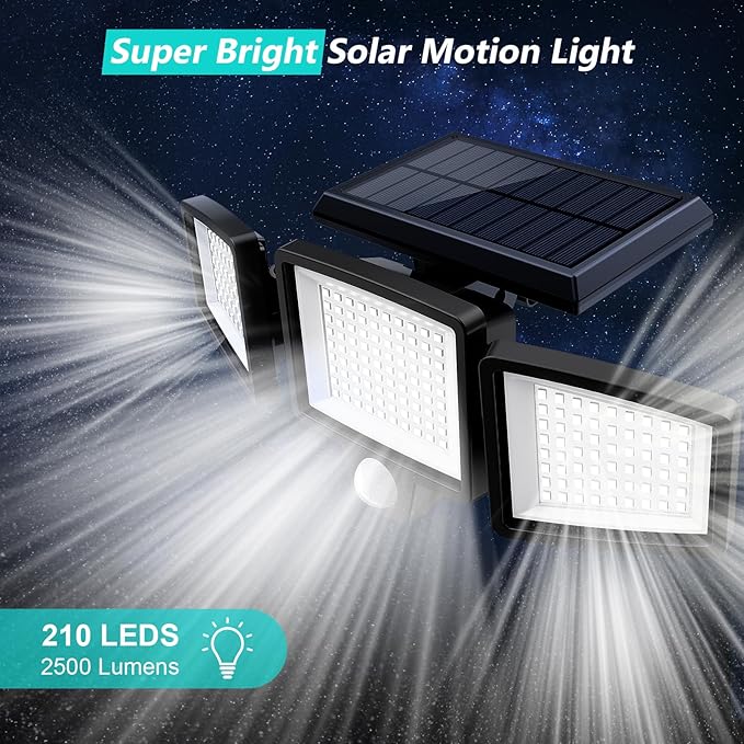 Tuffenough Solar Outdoor Lights 2500LM 210 LED Security Lights - Image 7