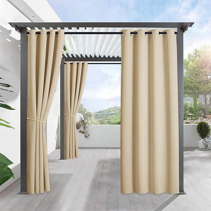RYB HOME Outdoor Curtains for Patio Waterproof Block Sunlight Thermal Insulated by RYBHOME
