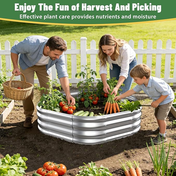 Hexagon Raised Garden Bed, 48 Inch Diagonal & 12 Inch Tall, Galvanized Steel - Image 6