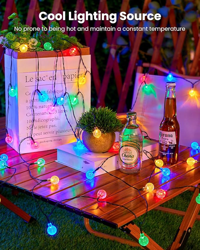 Brightown Solar String Lights Outdoor 60 Led 35.6 Feet Crystal Globe Lights - Image 4