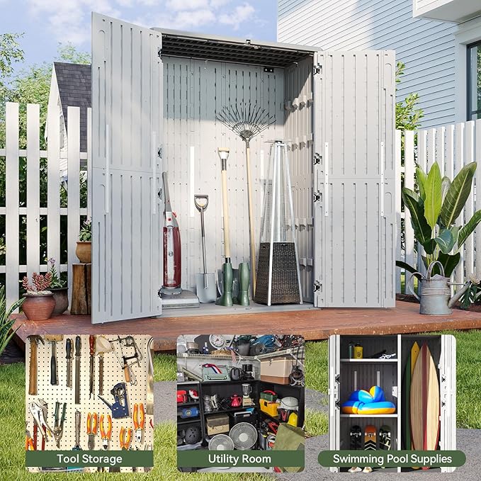 Aoxun Outdoor Storage Shed, 64 Cu.Ft Vertical Storage Sheds Outdoor - Image 7