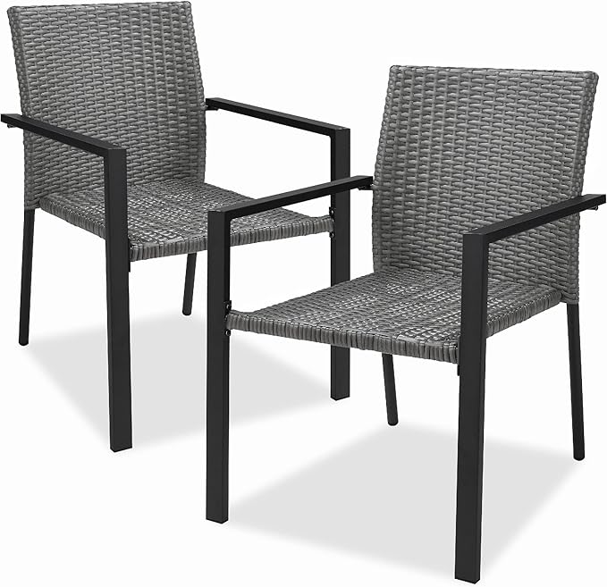 Best Choice Products Set of 2 Stackable Outdoor Wicker Dining Chairs by BestChoiceProducts